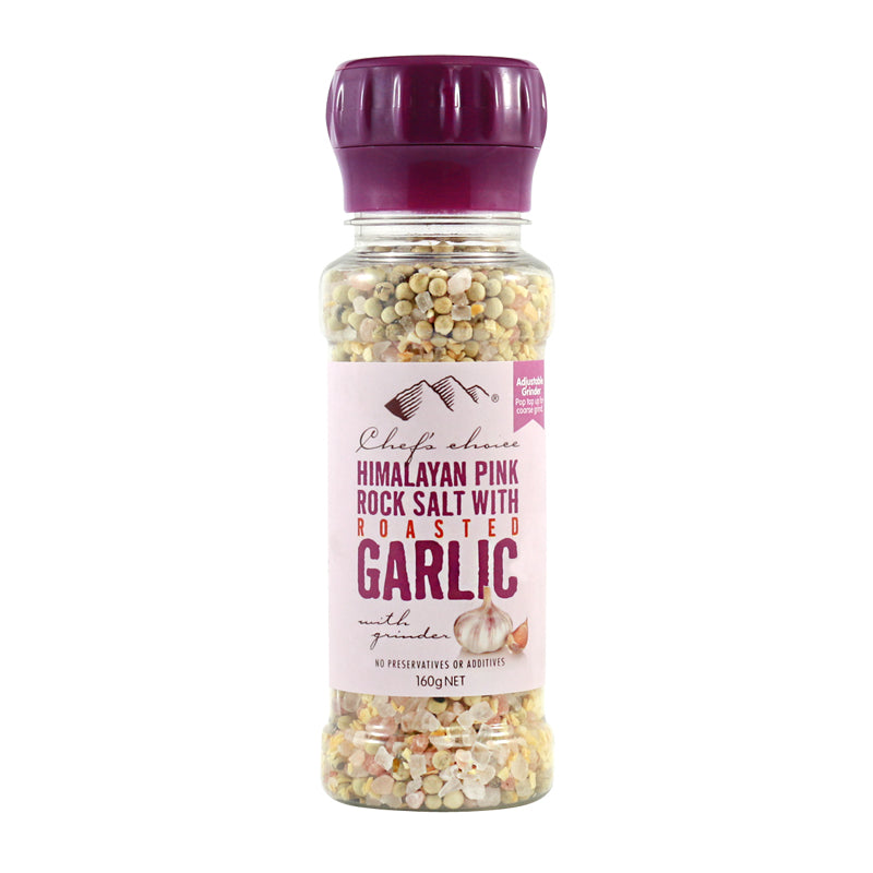 CHEF'S CHOICE Himalayan Pink Rock Salt with Roasted Garlic Grinder