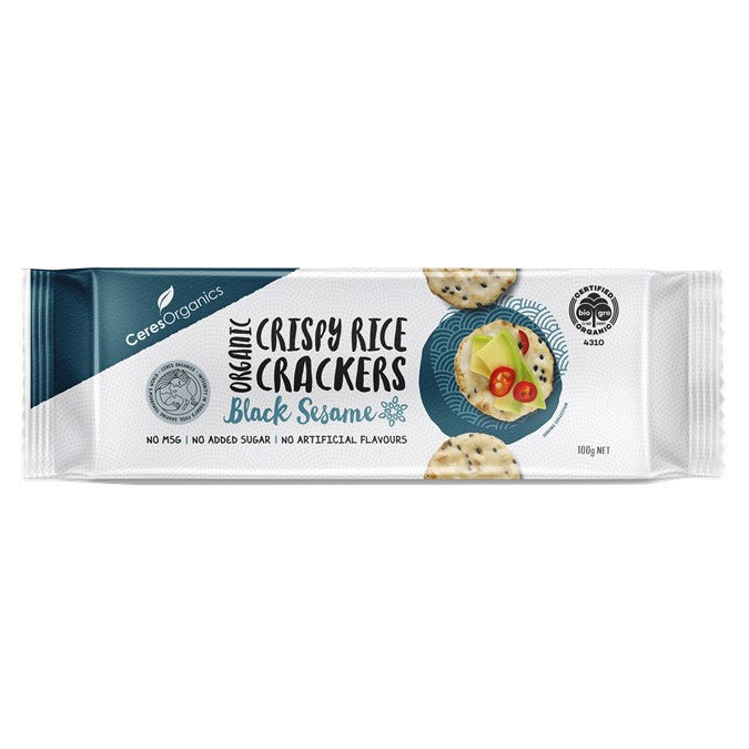 CERES ORGANICS Ceres Organic Rice Crackers - Black Sesame  G/F  100g