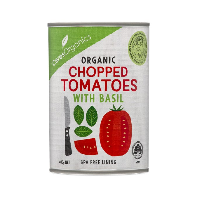 CERES ORGANICS Ceres Organic Chopped Tomatoes with Basil  400g