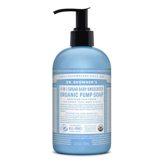 DR. BRONNERS HAND & BODY PUMP SOAPS Baby Mild Uncented 355ml